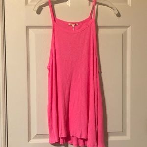 Sundry Strappy Ribbed Tank Top Neon Pink